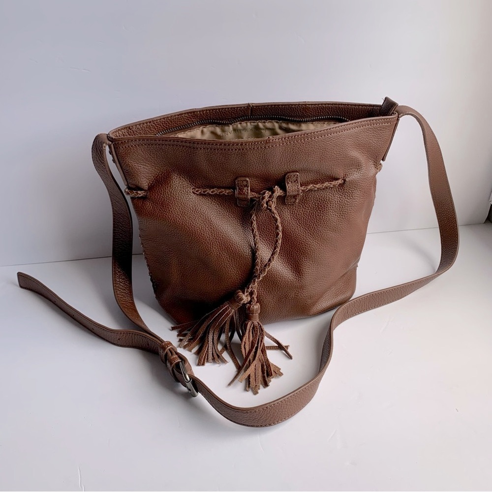 Lucky Brand Brown Leather Bucket Shoulder Bag